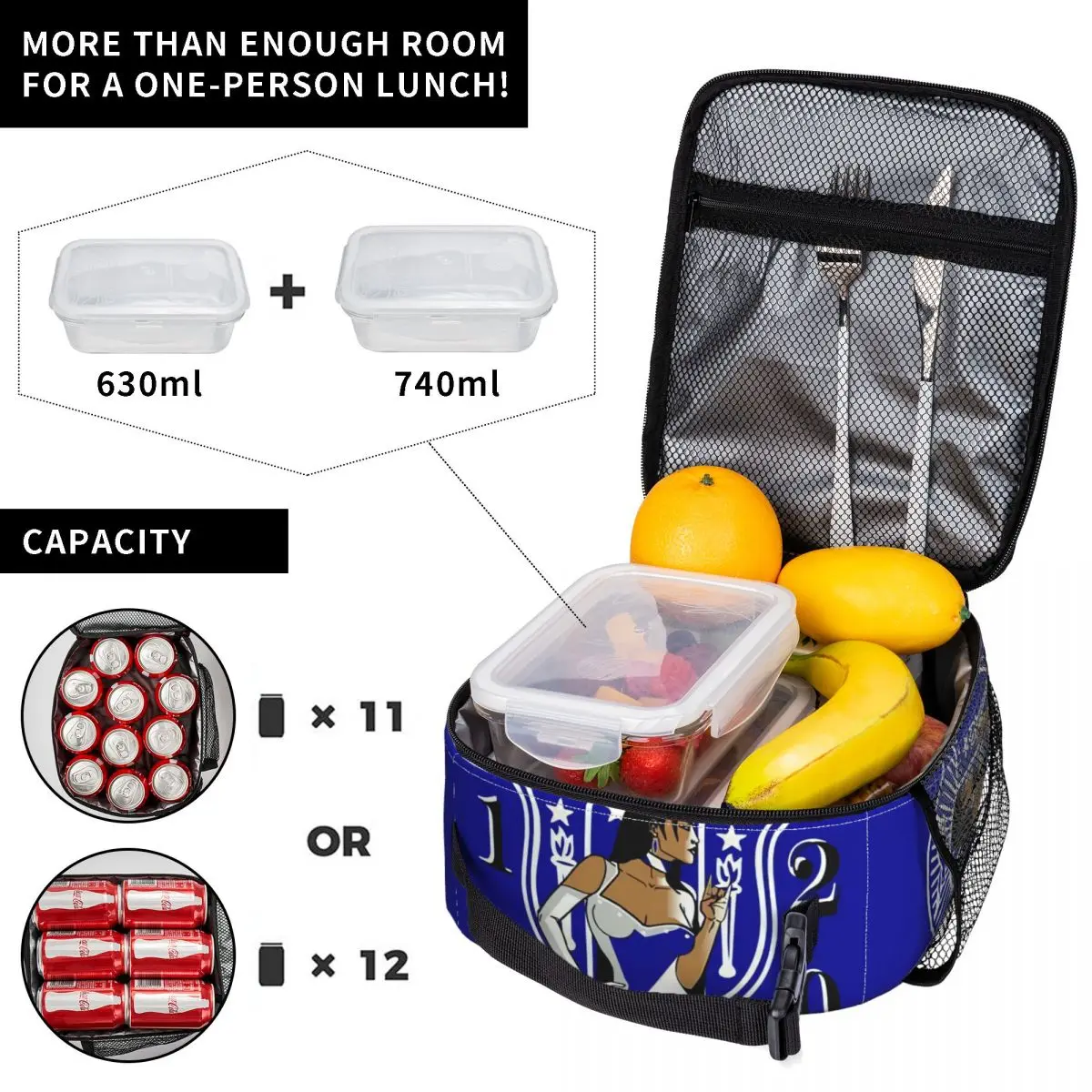 Zeta Phi Beta ZOB Insulated Lunch Bag for Women Waterproof Greek Letter 1920 Thermal Cooler Bento Box Office Work School