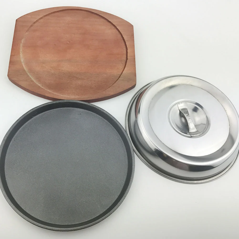 Western Food Cover Round Iron Plate Kitchen Cookware BBQ Stovetop Grill Nonstick for Wood
