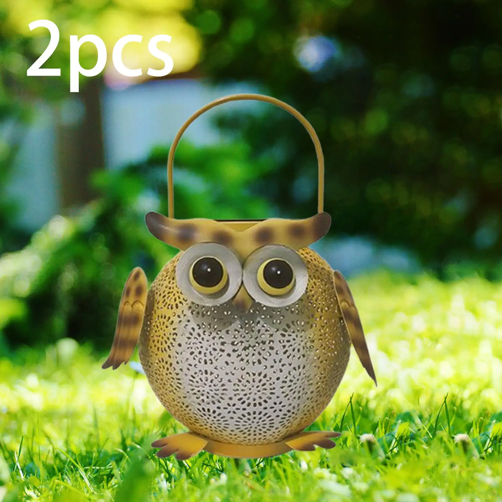 Hanging Solar Lantern Light Owl Lantern Garden Decoration Decor Owl Figurine Garden Light for Balcony Yard Lawn Pathway Birthday