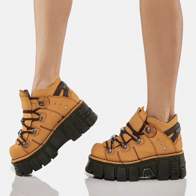 Sneakers Women's Trendy Cool Height Increasing Leisure Grade Gothic Punk Platform High-Top Daddy Shoes