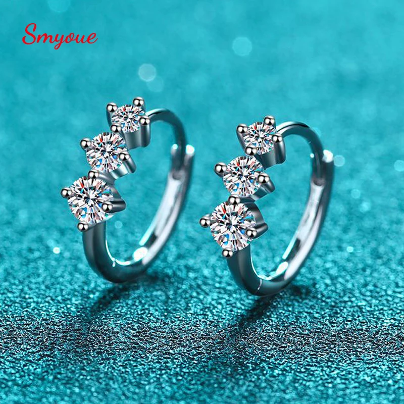 Smyoue925SterlingSilverMoissaniteHoopEarringforWomenTotal0