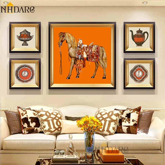 Horse Art Modern Living Rooms | Horse Decoration Living Room ...