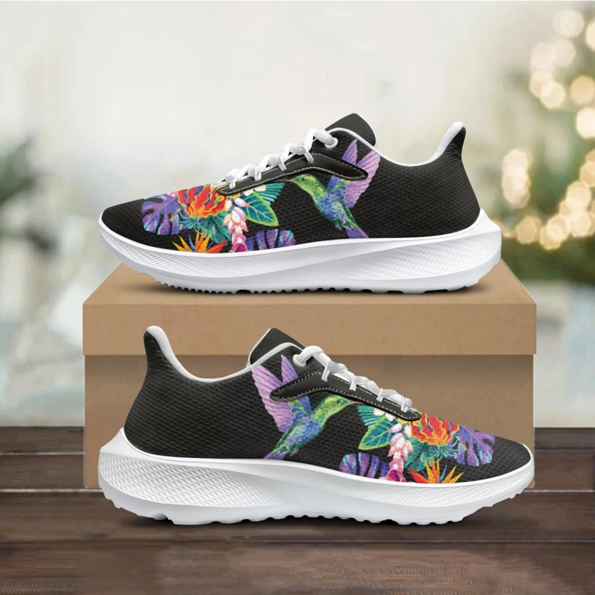 

Hummingbird Tropical Plants Print Women Men Fashion Tennis Shoe Resistant Shock Absorption Casual Sneakers Comfort Soft Footwear