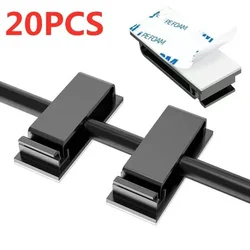 Self - Adhesive Cable Clips Organizer for Home, Office, and Car (20PCS - Black - B)