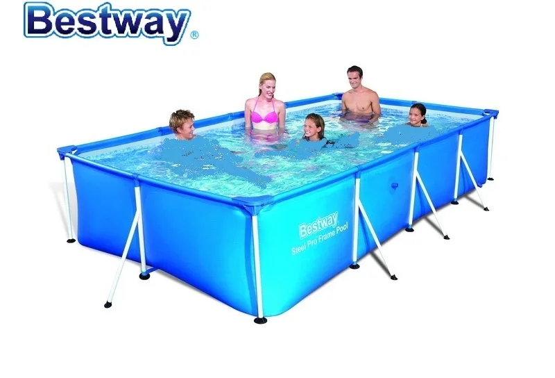 

56405 Bestway 400*211*80cm Large Square Metal-Frame Family Swimming Pool/Ultralarge Folding Tarpaulin Support Square Pool