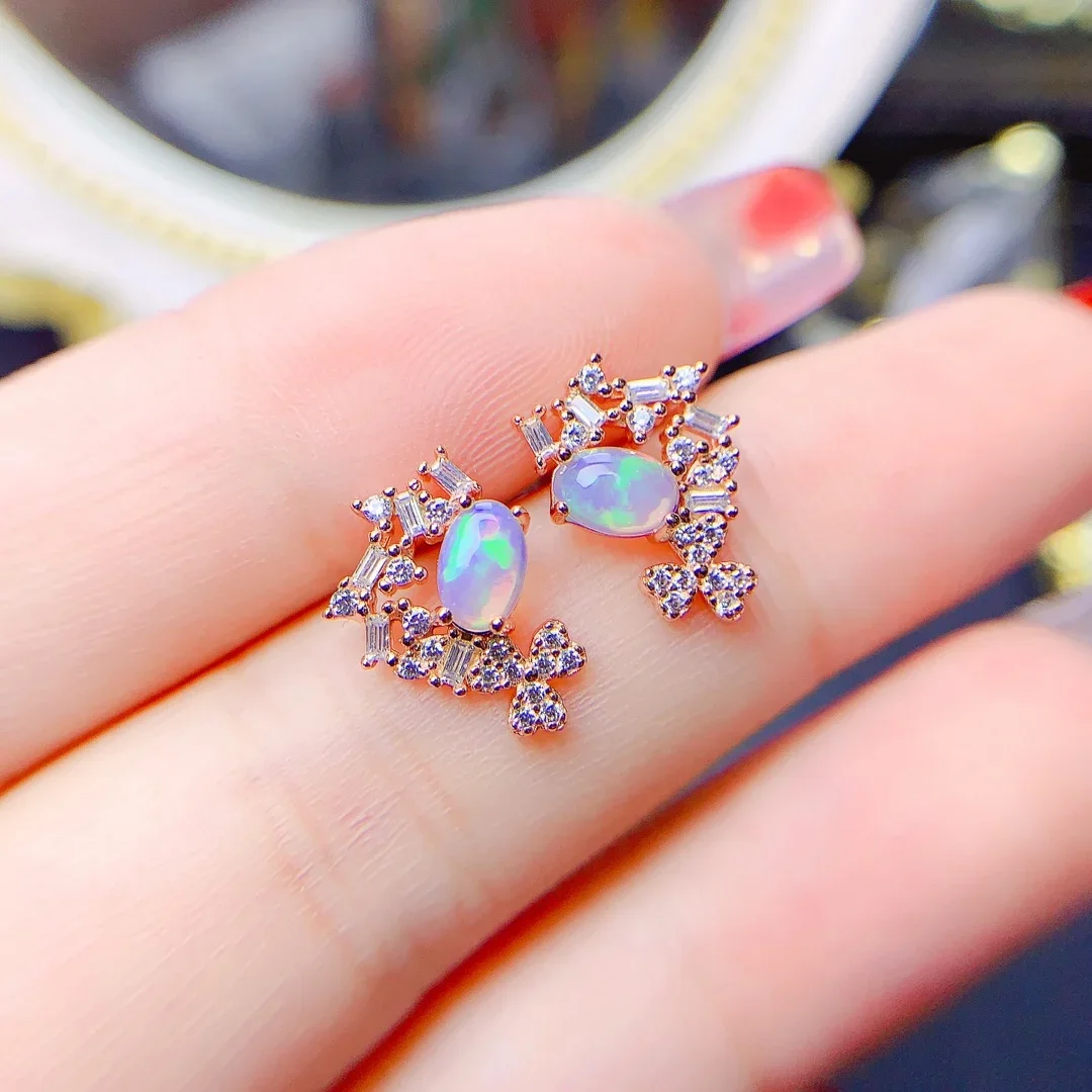 

Natural Opal Ruby Earrings Women's Silver 925 Earrings Women's Wedding Gems Free Shipping Earrings Sterling Certified Jewelry