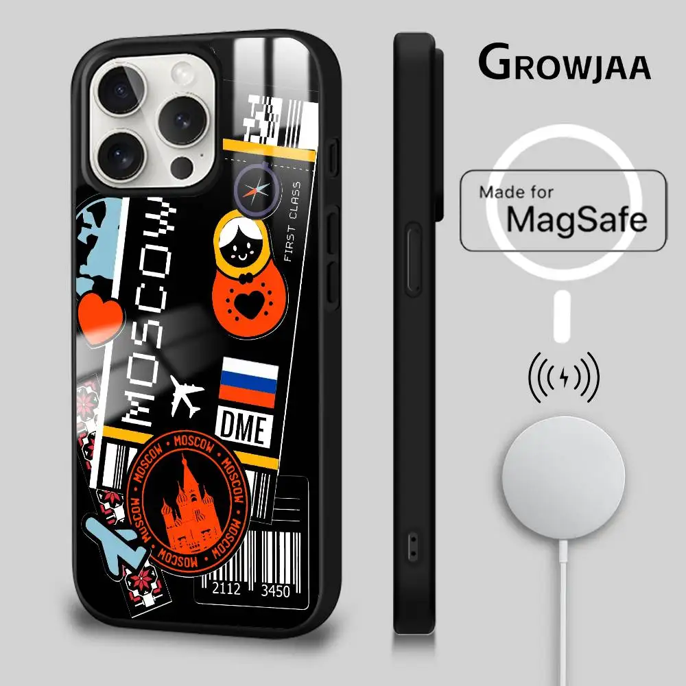 Russland Flugzeug Reise Ticket Telefon Fall Magnetische Für iPhone 16 15 14 13 12 11 Pro Max Plus Mini Magsafe Drahtlose Lade Abdeckung – Detail 3