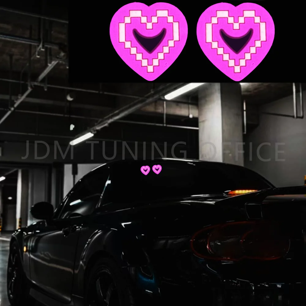 JDM Heart Shape Glow Panel Signs Dimmable Light Up Car Window Windshield Door Stickers Custom Led Light Panel For Car Styling
