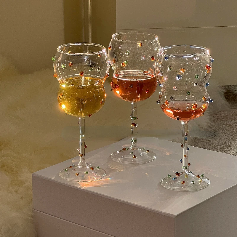 Colorful Goblet Glass Sparkling Gem Cocktail Champagne Cups Heat Resistant Champagne Coupes Wine Glass Wine Glass