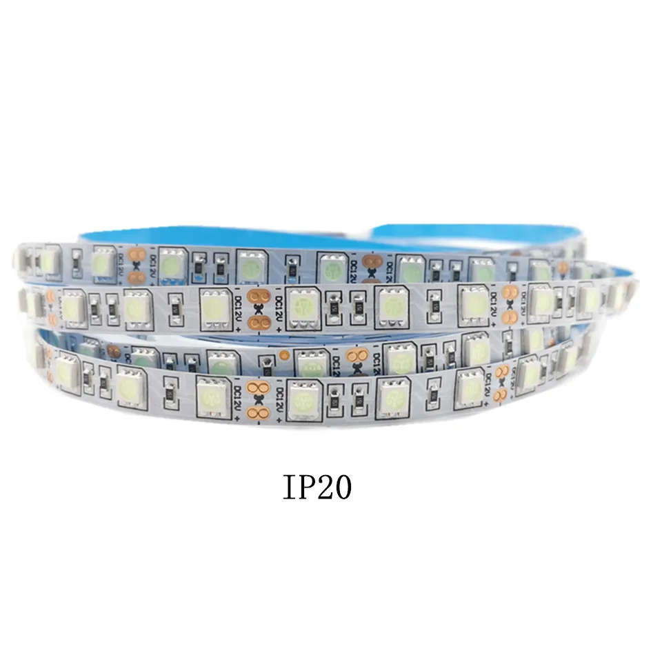 아이스 블루 5m DC12V LED 스트립 5050 10mm IP20 비방수 60LEDs/m 가정 장 유연한 LED 테이프 리본 IP65 방수