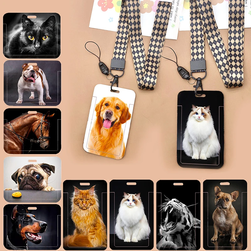 귀여운 고양이 및 강아지 끈, 귀여운 고양이 목 스트랩, 열쇠 ID 카드 핸드폰 스트랩 배지 홀더, DIY 걸이식 로프, 넥밴드 액세서리 