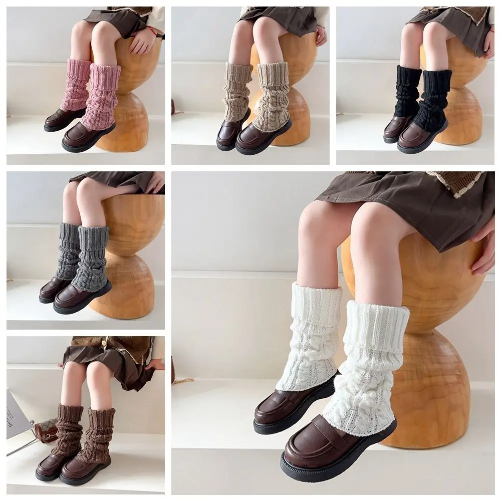 Sweet Japanese Style Children's Twist Leg Warmers JK Harajuku Knitted Leg Cover Woolen Balletcore Leg Socks Girls