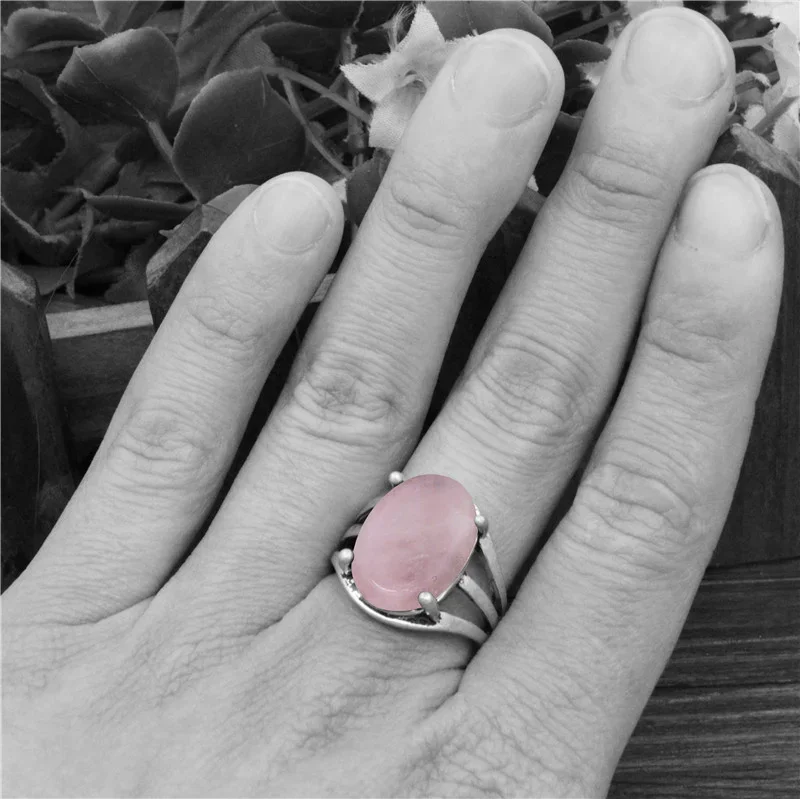 Vintage Oval Quartz Lapis Jades Amethysts Rings Antique Silver Plated Natural Stone Tiger Eye Unakite Women Ring 8 Colors crystal rings stone rings fashion rings fashion ring finger rings metal rings