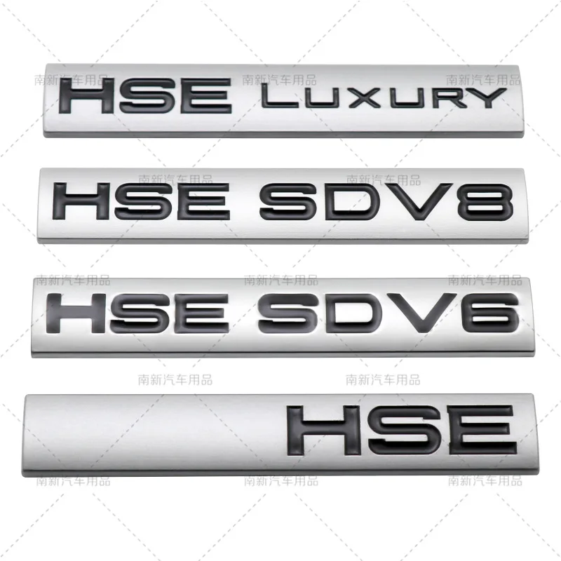 

Car Styling 3D HSE Luxury HSE SDV6 HSE SDV8 Metal Chrome Zinc Alloy Adhesive Emblem Badge Decal for Land Rover Ranger Rover