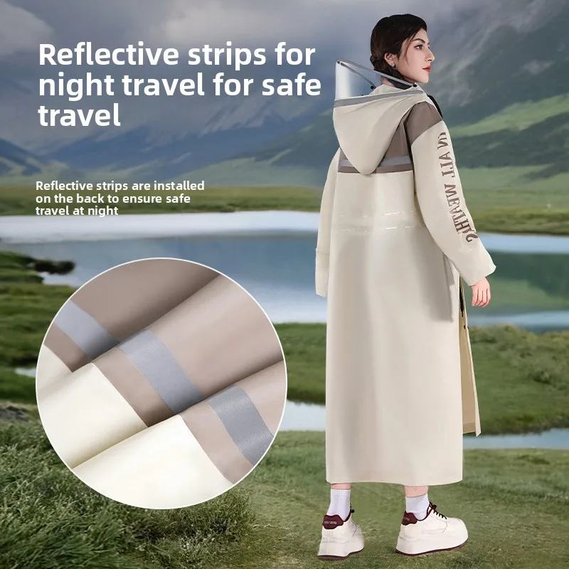 Women's Waist-Cinching Long Raincoat Poncho