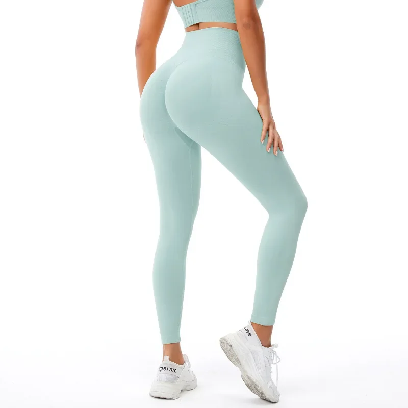 

Sports fitness skinny stretch high-rise seamless running nude yoga pants joggers sweatpants women