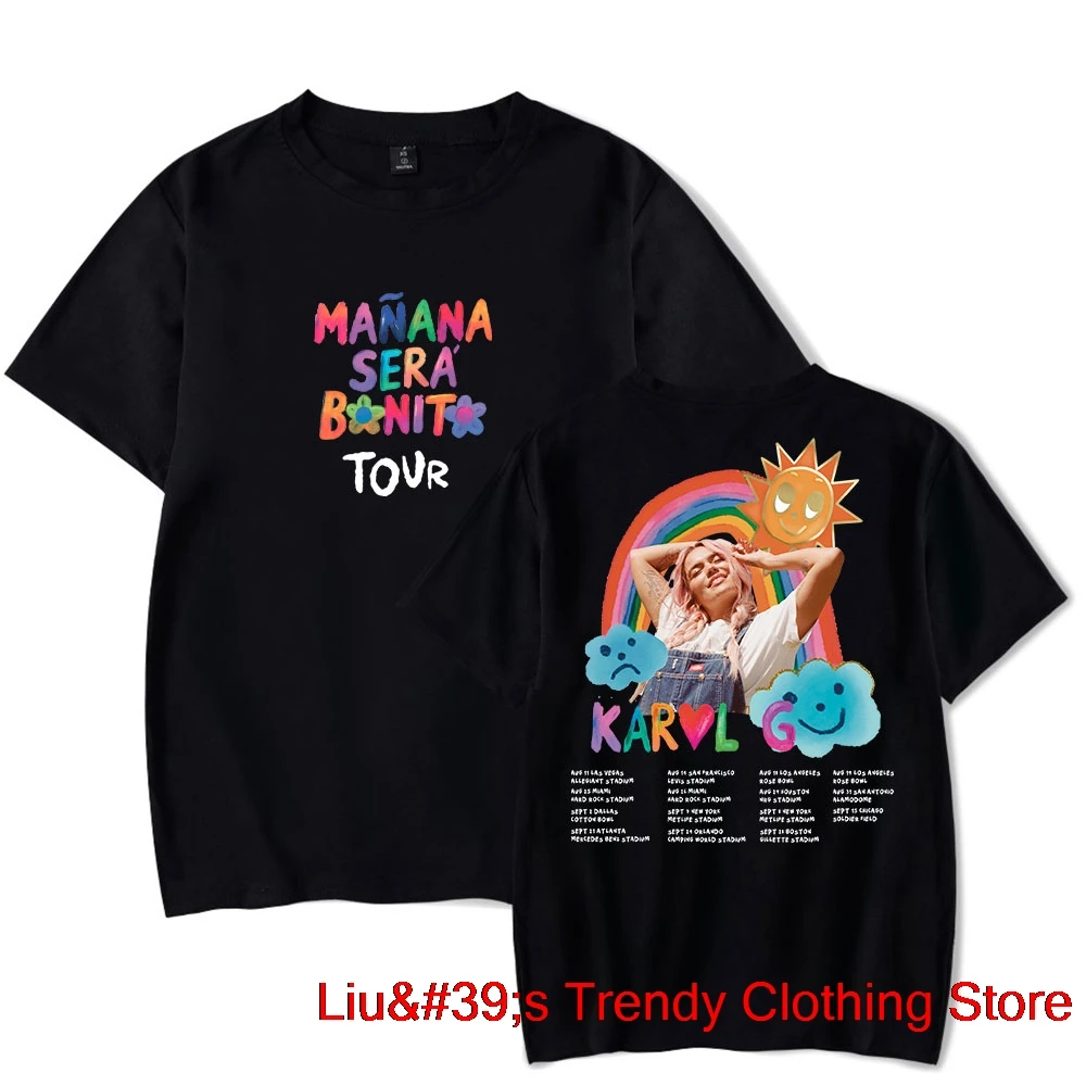 Mens cotton t shirt Karol G T-shirts Msb Tour Rainbow Tee MA&Ntilde;ANA SER&Aacute; BONITO Album Merch Print Unisex Fashion Funny Casual Short Sleeve Top
