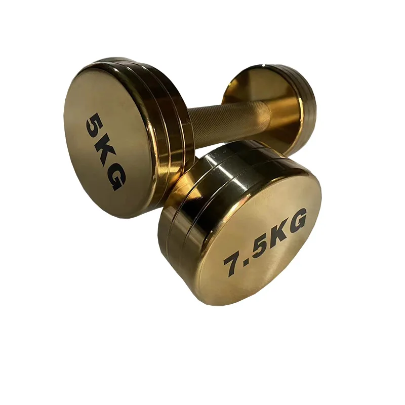 New Hot Gold Electroplated Dumbbells High-end Dumbbells Commercial Gym Steel