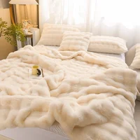Winter light luxury rabbit plush blanket thickened double-sided velvet throw blanket plush nap blank 1