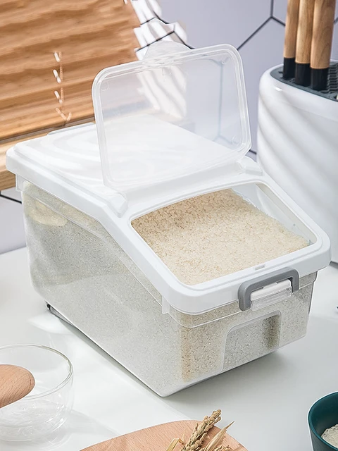 2.5/3.5/5.5KG Plastic Rice Bucket Bulk Cereals Jars Grains Storage Box Case  Food Container Spice Organizer Kitchen Accessories