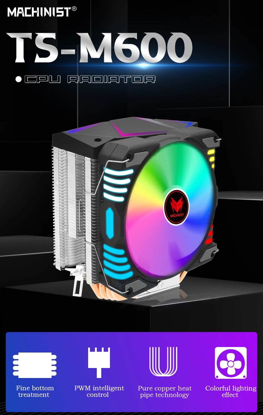 heatpipes cpu cooler fan radiador de perfil baixo ultra fino pwm lga cpu de refrigeração