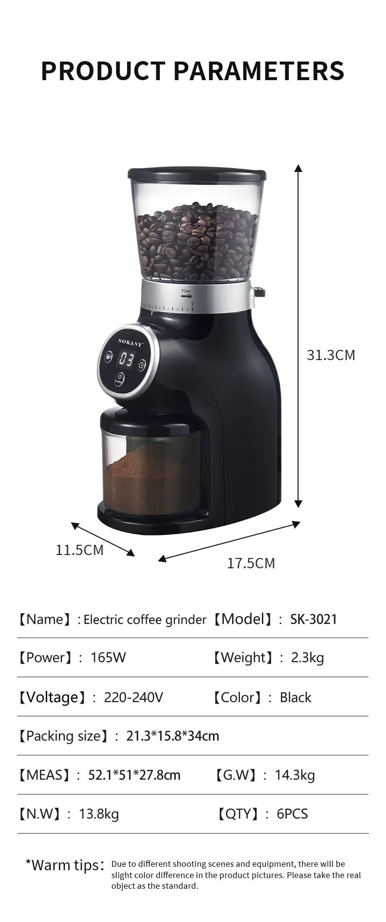 Electric Burr Coffee Grinder, Spice Grinder with Digital Timer Display,  Perfect for Espresso, Herbs, Spices, Nuts, Grain - AliExpress