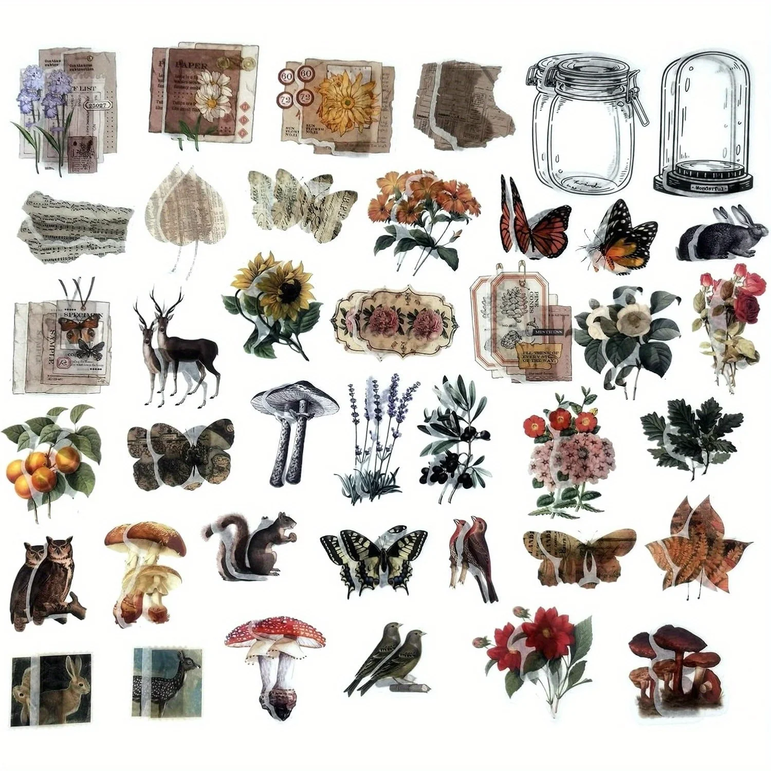 200 Pieces Vintage Ephemera Scrapbooking Supplies Pack for Journaling, Decoupage Paper Stickers Kit for Bullet Junk Planners
