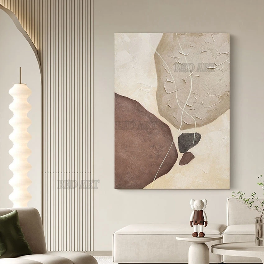 

Hand Painted Abstract Design Oil Painting, Modern Wall Poster, Large Size Stones, Hotel Decorative Canvas, Murals Art Picture