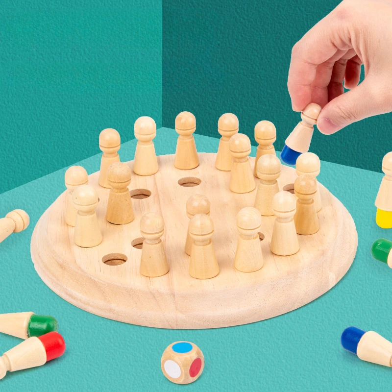

Wooden Memory Match Stick Chess Color Game Board Puzzles Montessori Educational Toy Cognitive Ability Learning Toys For Children