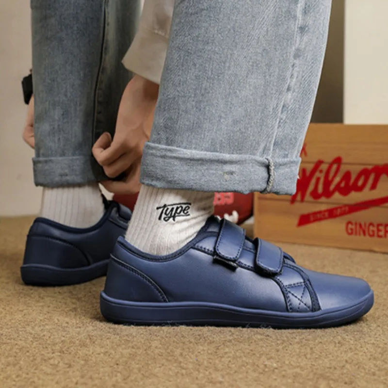 Barefoot Shoes Pu Leather Men's Casual Shoes Soft Sole Outdoor Sports Shoes Fashion Hook & Loop Male Sneakers Light Running Shoe 5