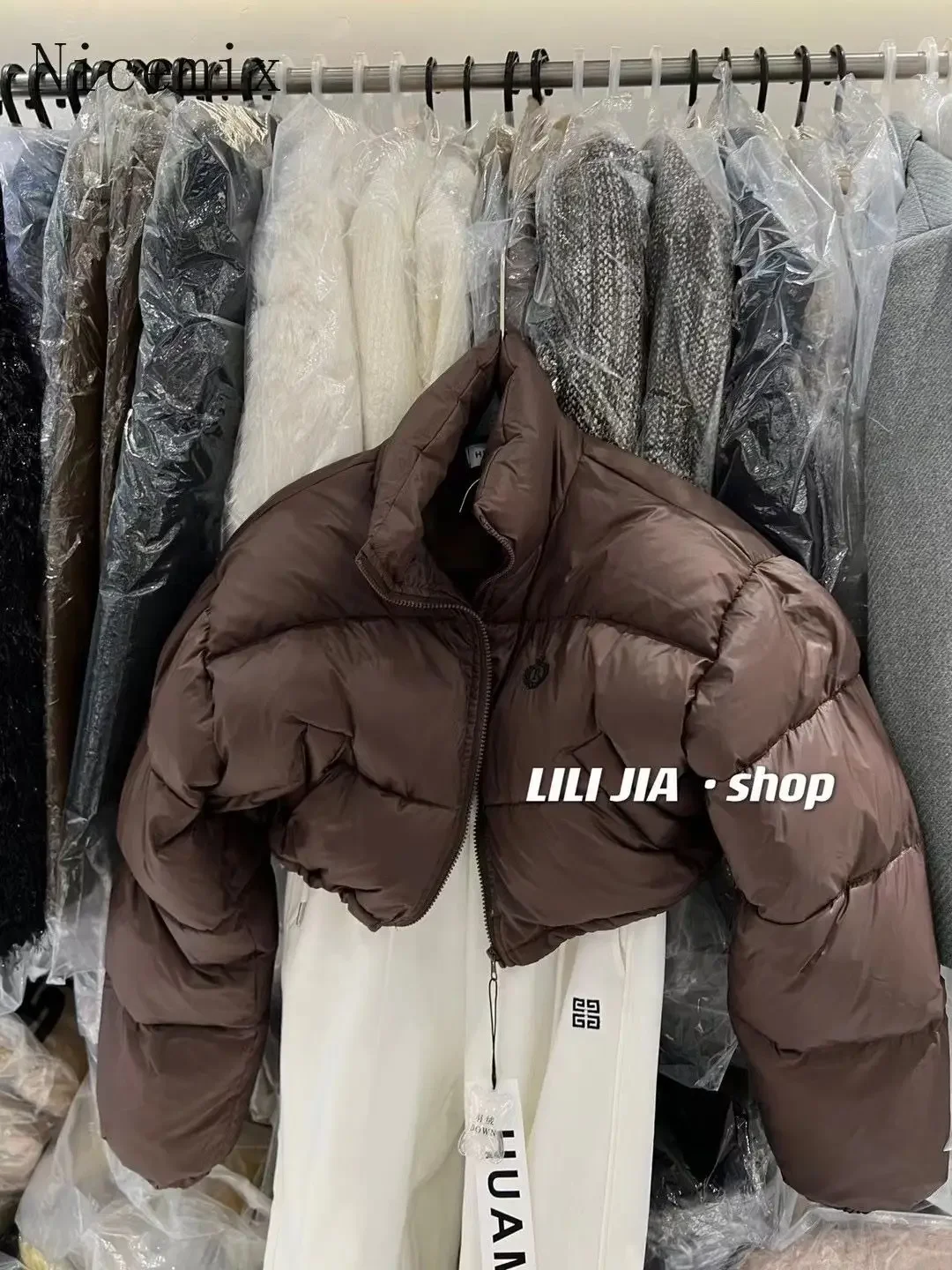 Winter Korean Style Loose Coat Warm Stand-collar Down Jacket Women's Shiny Mid-length Down Jacket
