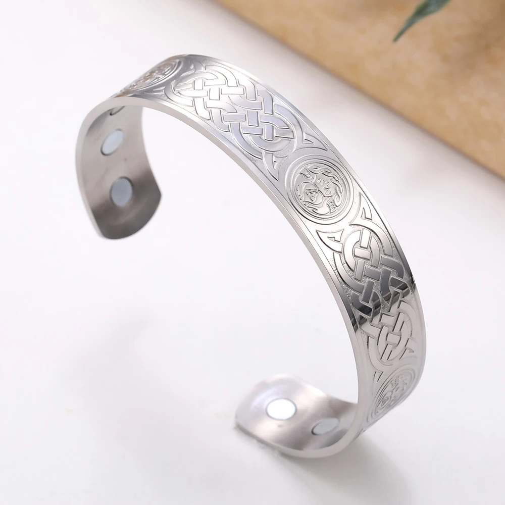 Magnetic Therapy Bracelet Norwegian Celtic Knot Viking Bracelet Stainless Steel Pain Relief Cuff Bracelet Best Gift Mens 5