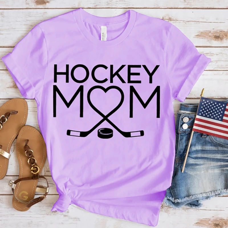 

Women Fashion Hockey Mom Print T-Shirts Fashion Casual Short Sleeve Daily Outdoor Shirt Tops Mother's Day Gift