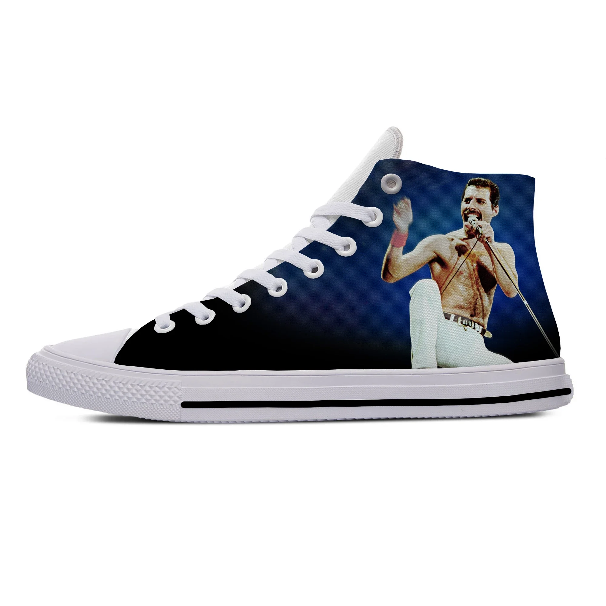 Hot Freddie Mercury The Show Must Go on Rock Fashion Casual Cloth Shoes  Men Women Sneakers High Top Classic Summer Board Shoes