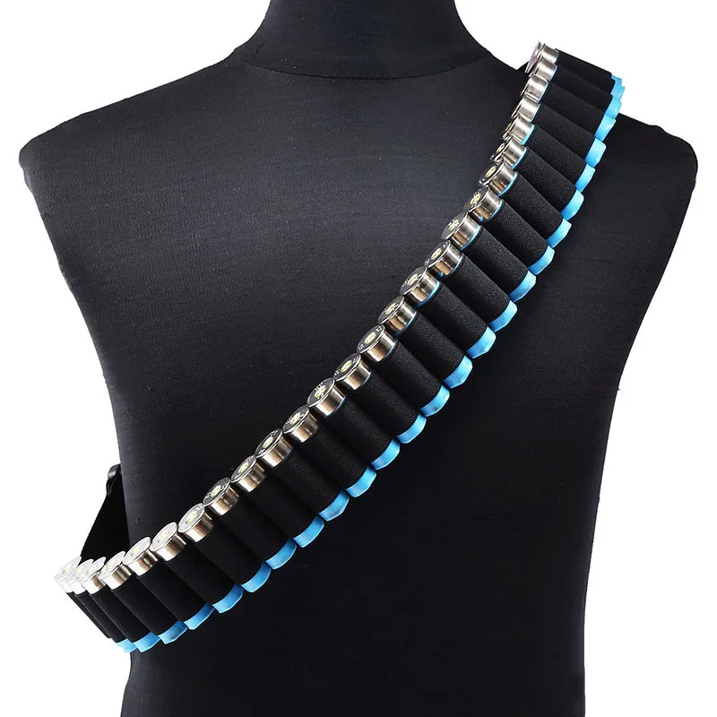 전술 27/30 라운드 샷건 Bandolier 벨트 조정 가능한 샷건 쉘 캐리어 탄약 주머니 홀더 12 게이지 사냥 액세서리