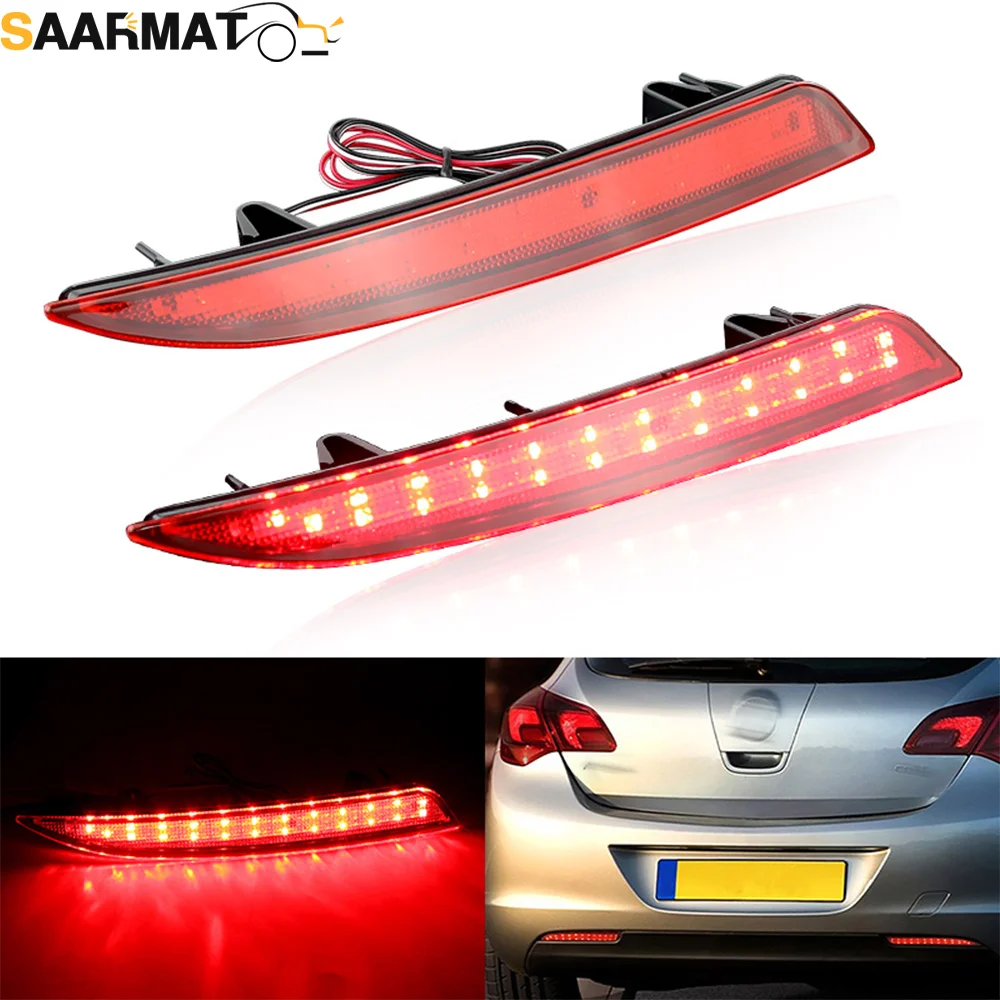 2Pcs Red LED Bumper Reflectors Rear Brake Tail Fog Lights for 2009 2012