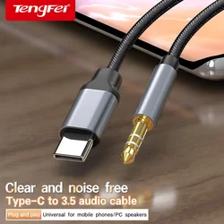 USB Type C to 3.5mm Audio Aux Cable for Headphones, Cars, and Speakers