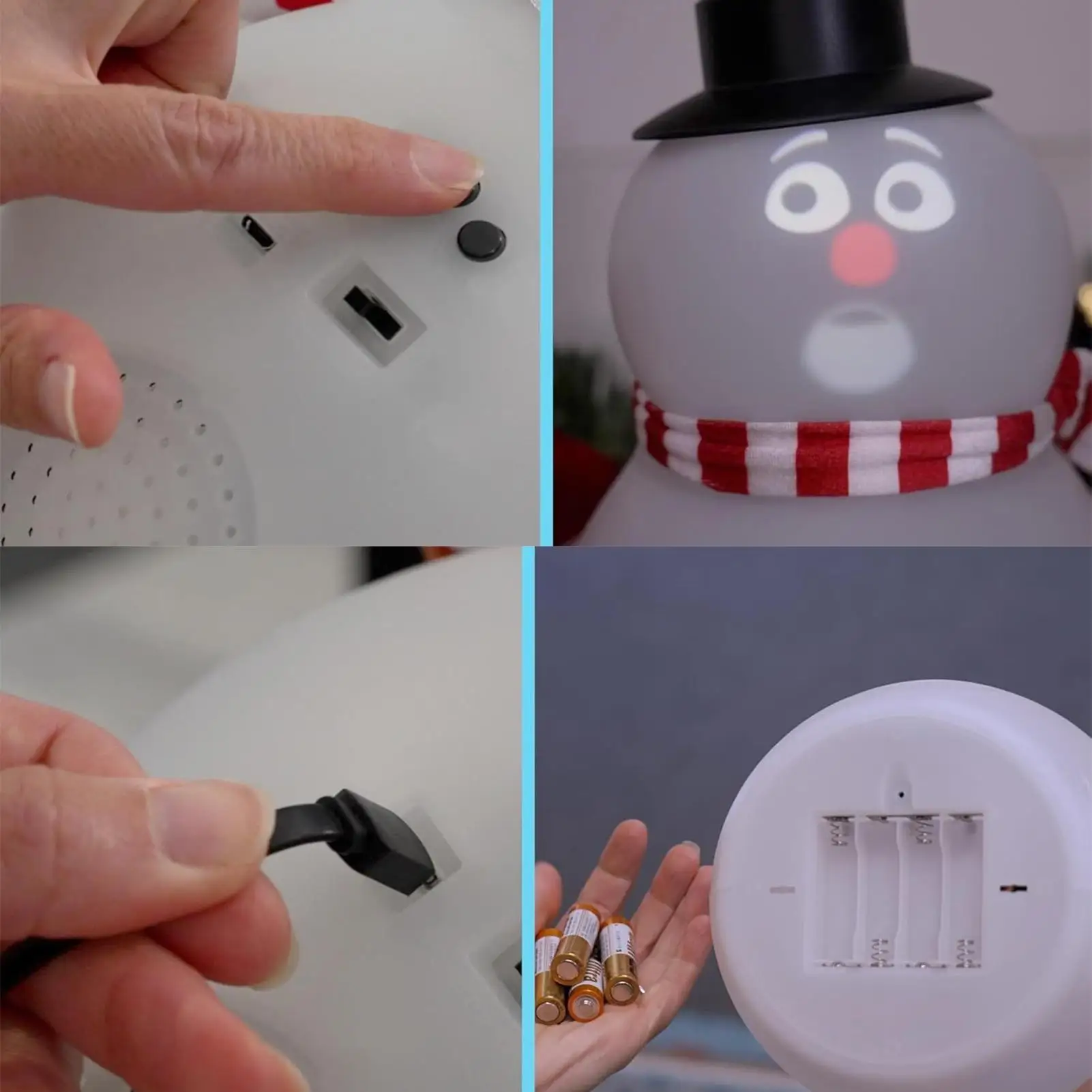 Snowman Christmas Decoration Glow Winking Santa Claus Statues Resin Singing Interactive Christmas Toys for Home Bedroom Decor