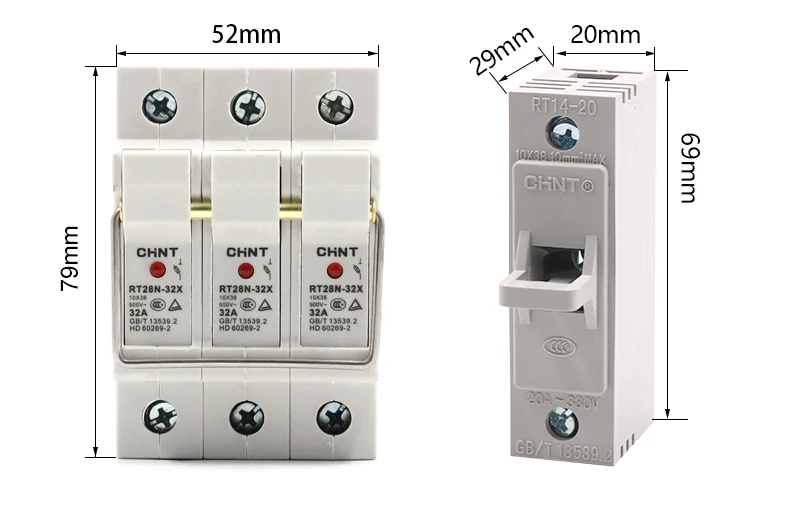 RT28-32 RO15, 10x38mm, 500V, 100KA, 2A, 4A,