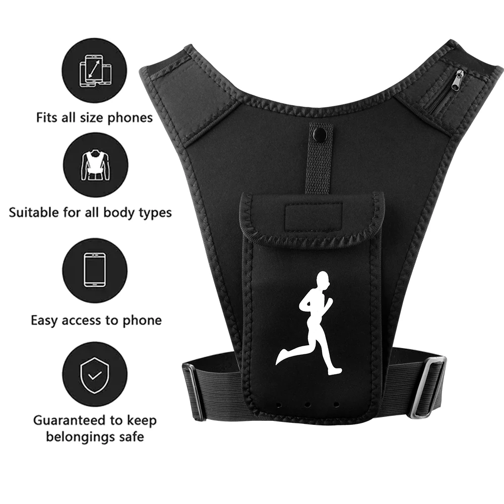 Adjustable Running Vest Phone Holder for Men Women, Cell Phone