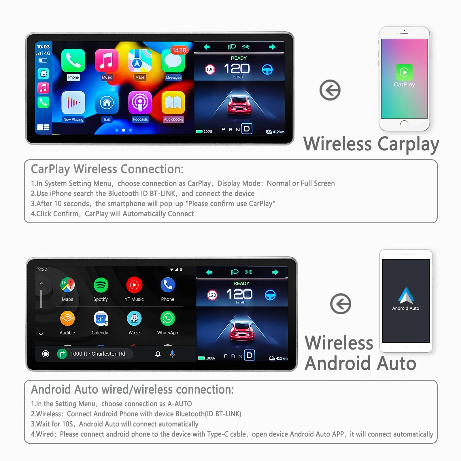 CATRONICS for 2023Tesla Aaccessories Model 3 Y Digital Dashboard Heads Up Display Carplay Android Auto for Tesla HUD Power Speed