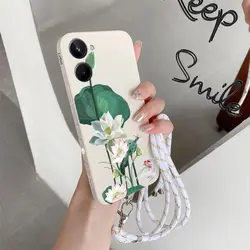 Elegant Lotus Silicone Phone Case - Stylish and Durable Cover for Realme 12ProPlus (White)
