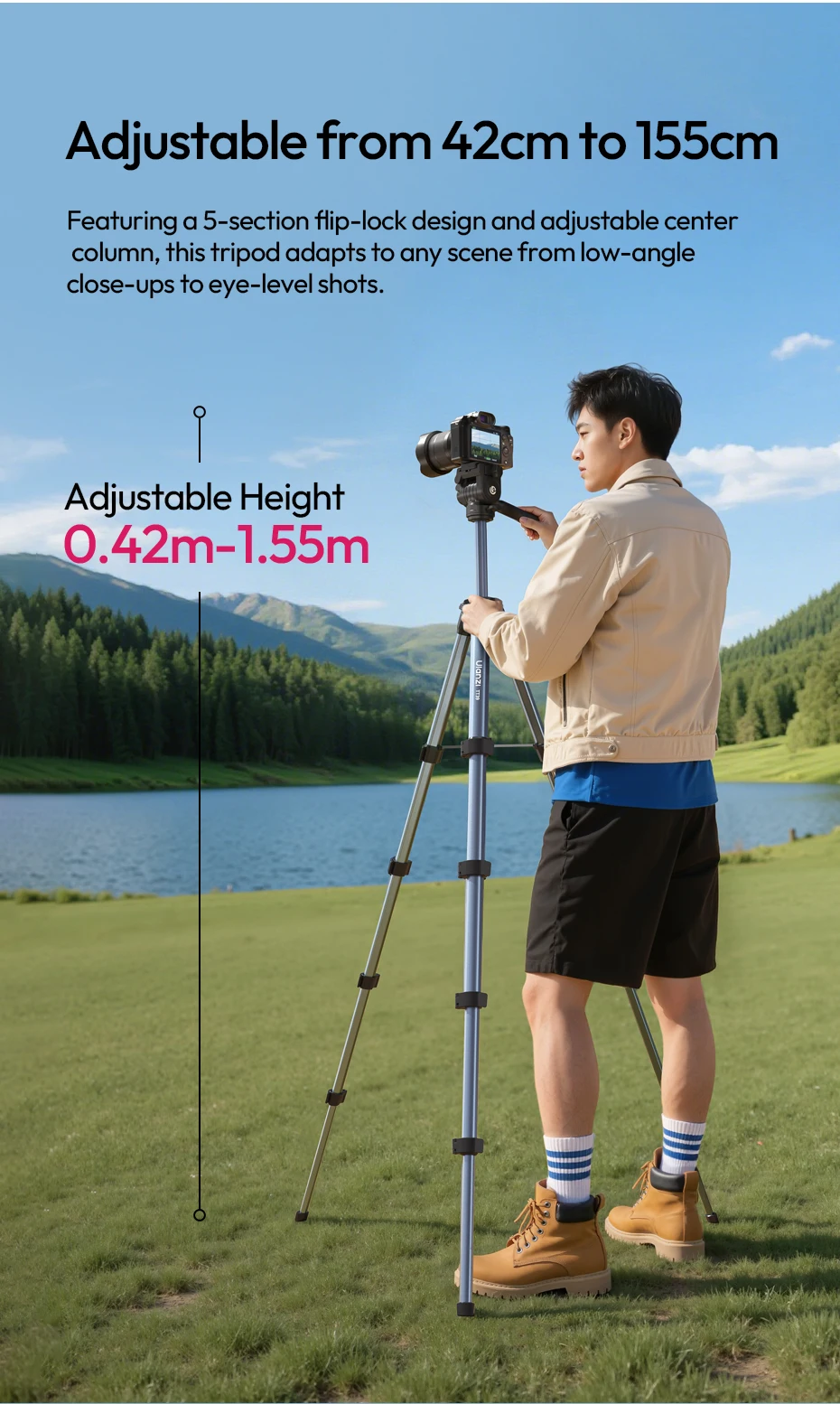 TT39 Video Tripod Horizontal&Vertical Tripod for Camera DSLR Smartphone Video