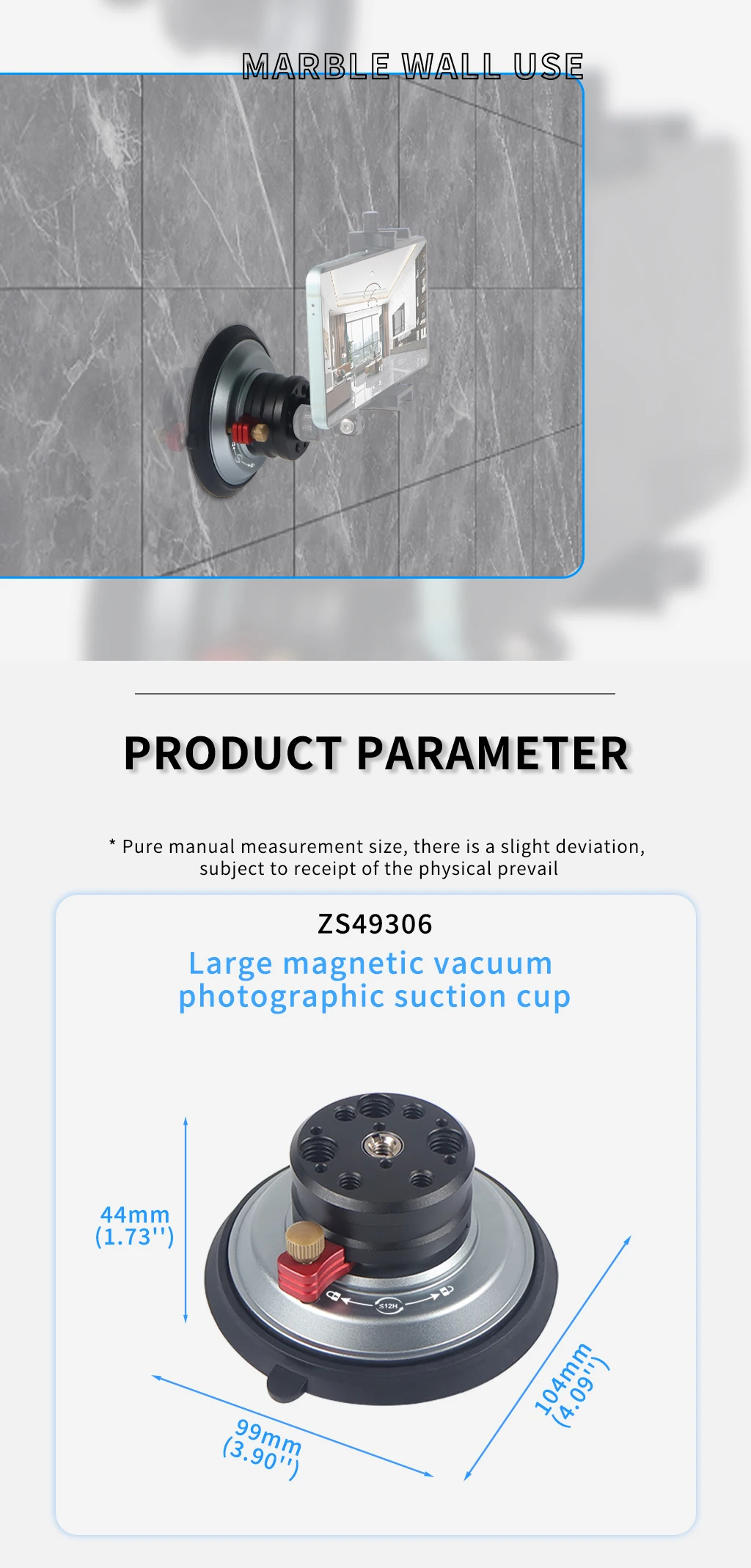 4 Zoll Hochleistungs-Vakuum-Saugnapf 1/4 3/8 Arri Löcher Schnell verschluss Kamera Stabilisator Halterung Auto Fotografie 20kg Stand halterung – Detail 8