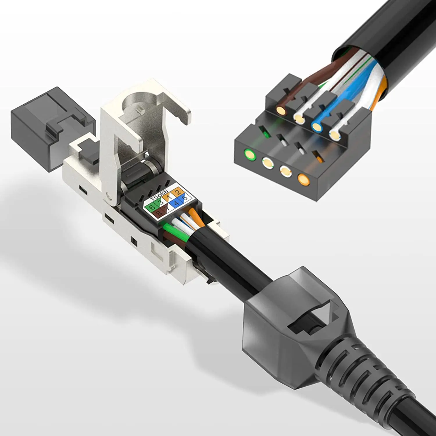 10 Connettori Di Rete Senza Utensili RJ45 CAT6 LAN UTP Cable - Foto 6