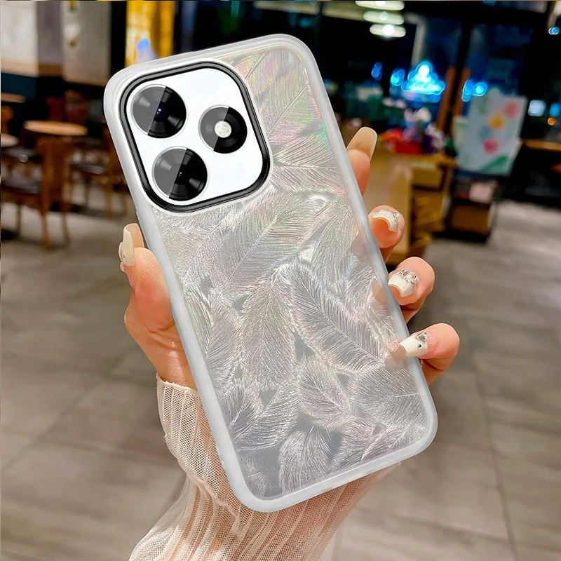 Anti-Shock Feather Glitter Case with Camera Film Protector