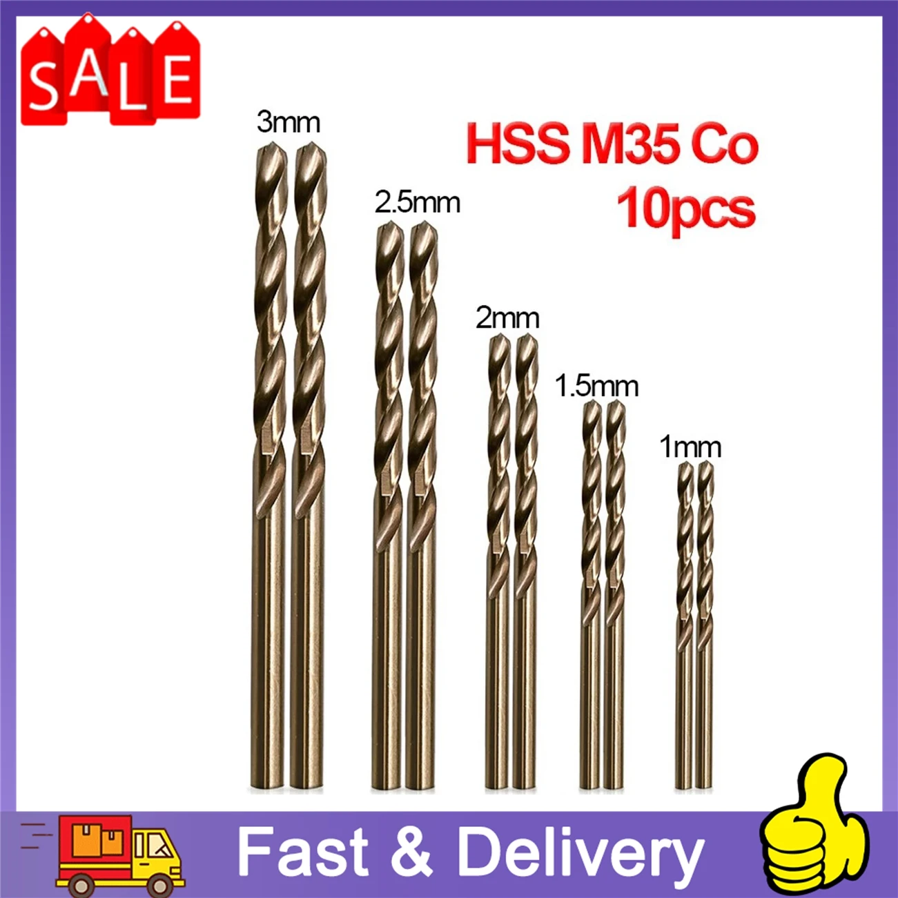 10Pcs Titanium Coated Cobalt Drill-Bits High-Speed-Steel Drill Bits Set Tool Multi Function Metal Drills Power Tool Woodwor Part