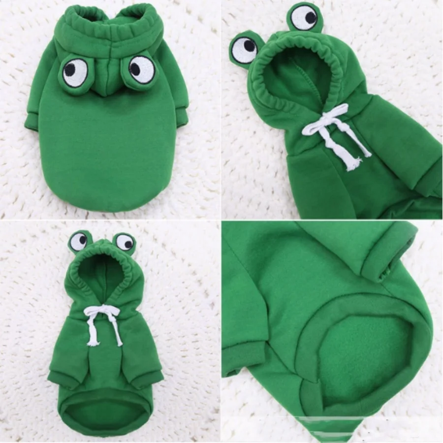 Green Cute Frog Pet Sweater - Puppy Hoodie for Dogs and Cats
