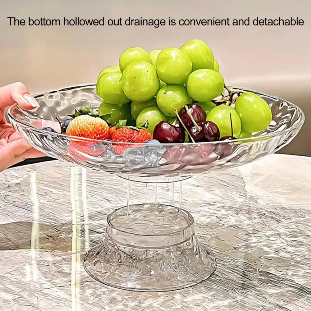 Clear Fruit Dish Round Drain Fruit Basket Modern Style Container For Kitchen Counter Table Centerpiece Decorative Home Decor