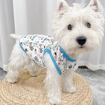 Cotton Vest Dogs Clothes For Small Dogs Chihuahua Clothes Summer Animals Cartoon Vest Dog T-Shirt For Small Dog Medium Yorkshire 2